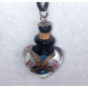 Heart Shaped Glass Potion Bottle Necklace